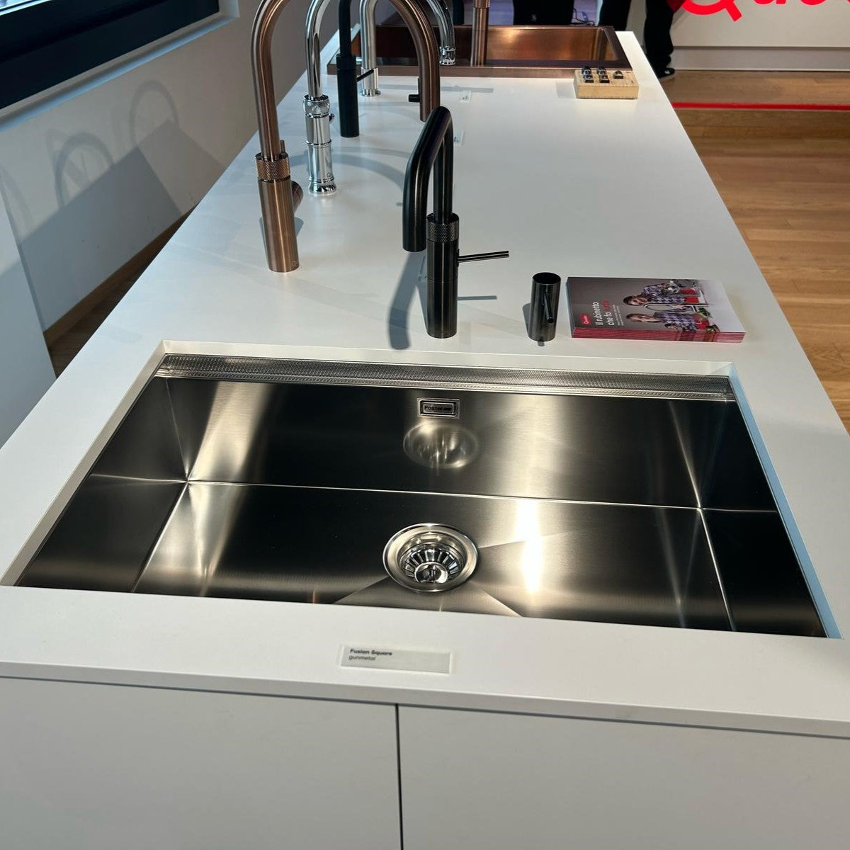 "Quooker-testet" kjøkkenvask for underliming med diamantmønster til 80cm skap - 750x466x200mm - Stainless steel - bilde 4