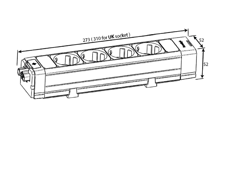 VersaTEK BASIC EXPRESS-SYSTEM - 4 STIKKONTAKTER - Matt Sort - ASA