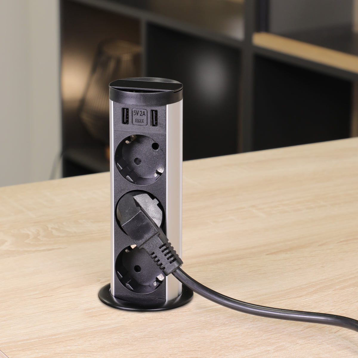 MINIBRICK | 3 STIKK + 2 USB-A | MATT SORT - bilde 2