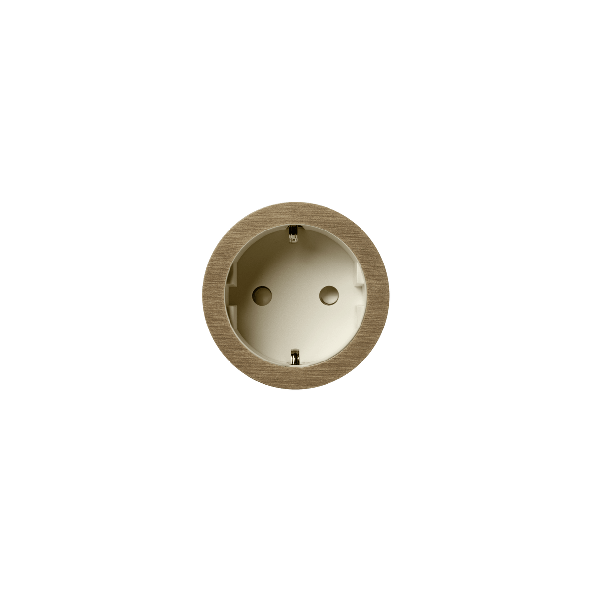 PRADO | Socket 2.0 Type F – Tre/stein – Ø52 mm – Krem / Light Bronze