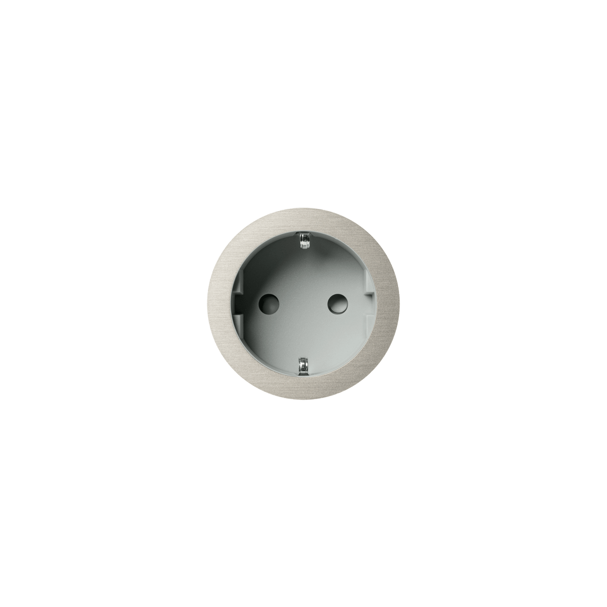 PRADO | Socket 2.0 Type F – Tre/stein – Ø52 mm – Grey / Brushed Nickel