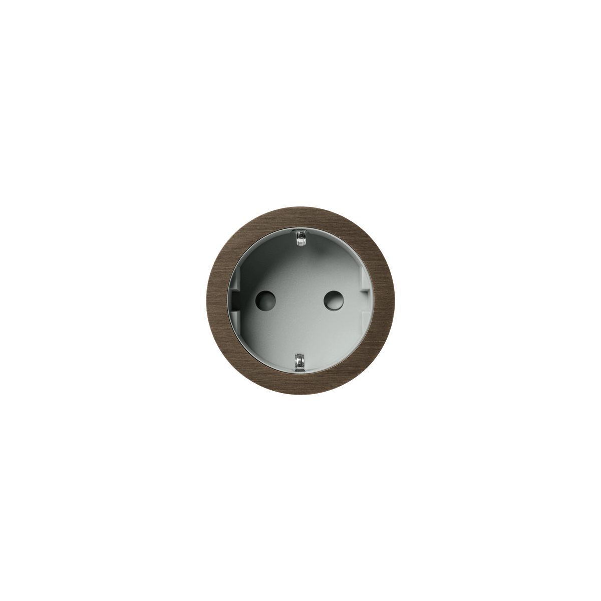 PRADO | Socket 2.0 Type F – Tre/stein – Ø52 mm – Grey / Dark Bronze