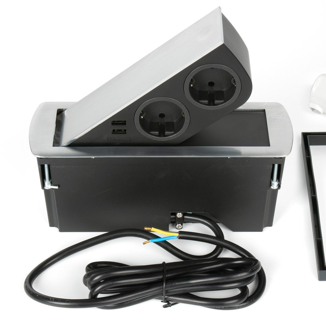 CIZO | 2 STIKK + 2 USB (A+A) - FOR OVERSKAP / BENK | STAINLESS STEEL