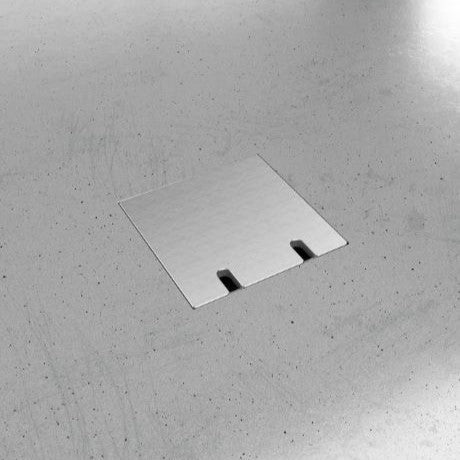 2HOME.NO® - 8802AS - FIRKANTET GULVBOKS - 2 Stikkontakter - FLUSH STÅLKANT - Sort lokk