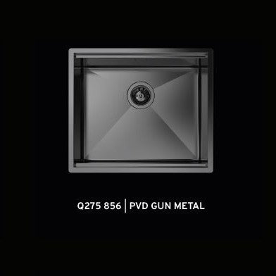 "Quooker-testet" kjøkkenvask for underliming med diamantmønster til 60cm skap - 540x466x200mm - GUN METAL PVD